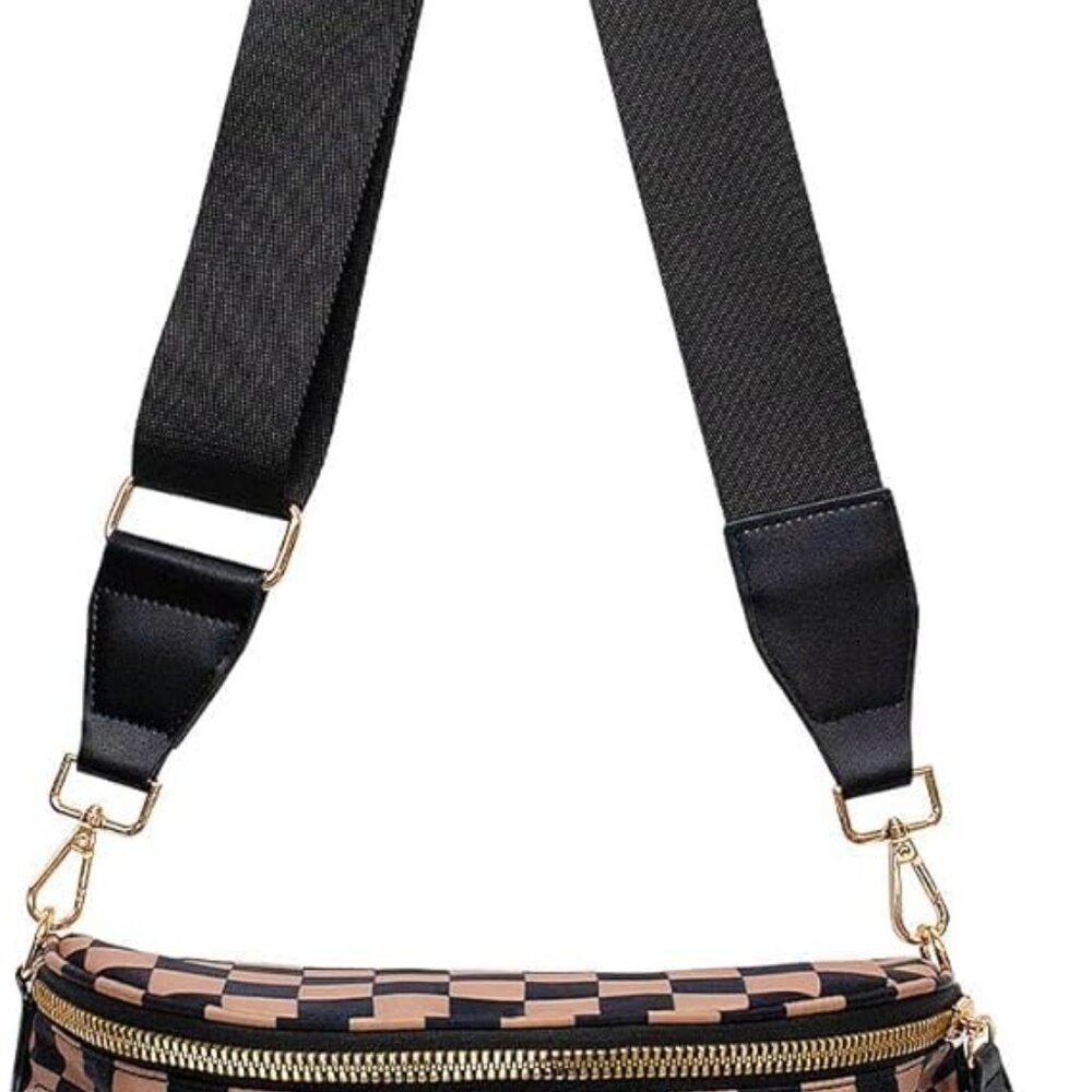Stylish Water-Resistant Checkered Hobo Crossbody Bag with Adjustable Strap
